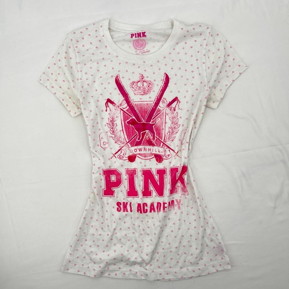 Vintage Y2K Victoria's Secret Pink Top S Ski Winter Preppy Heart McBling Rare